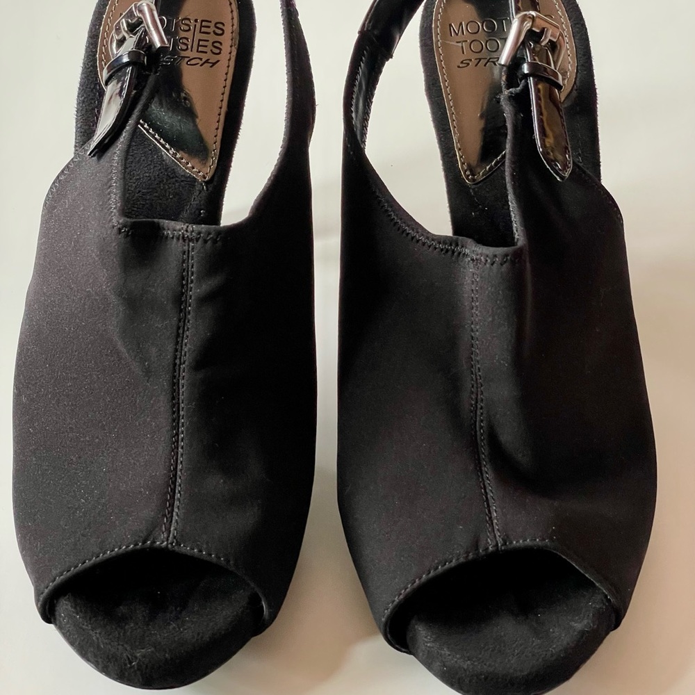 Mootsies Tootsies Stretch Shoes Women’s n’s Black Open Toe Sling Back Size 8